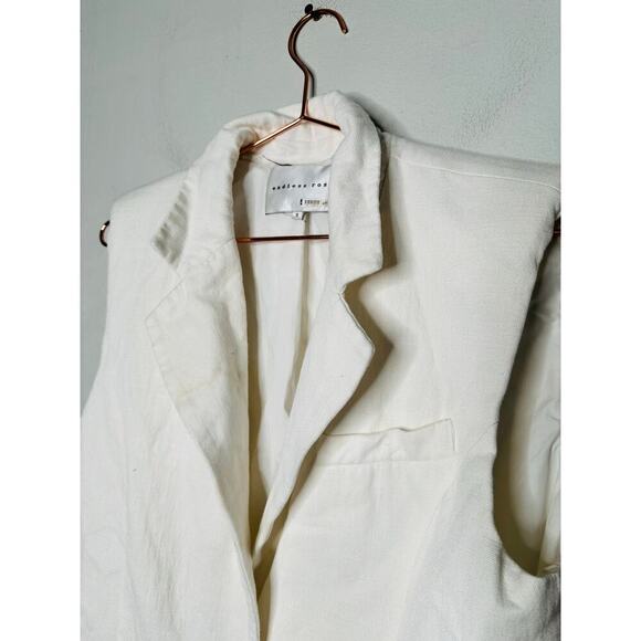 ENDLESS ROSE White Linen Blend Front Button Oversized Vest Blazer Size Small - Picture 7 of 8